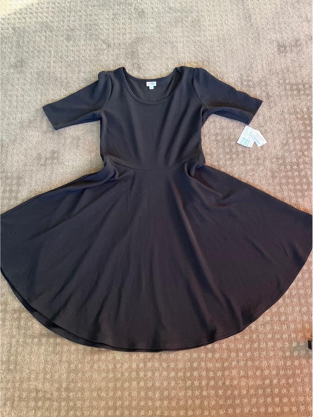 LuLaRoe Nicole Black 2XL Dress NWT Fit & Flare Stretchy Feminine